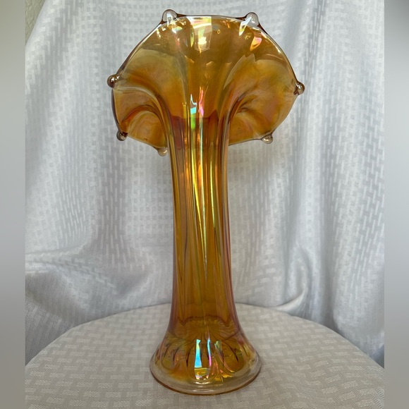 Jack in the Pulpit Marigold Morning Glory Carnival Glass Vase by Imperial Glass - Picture 5 of 16